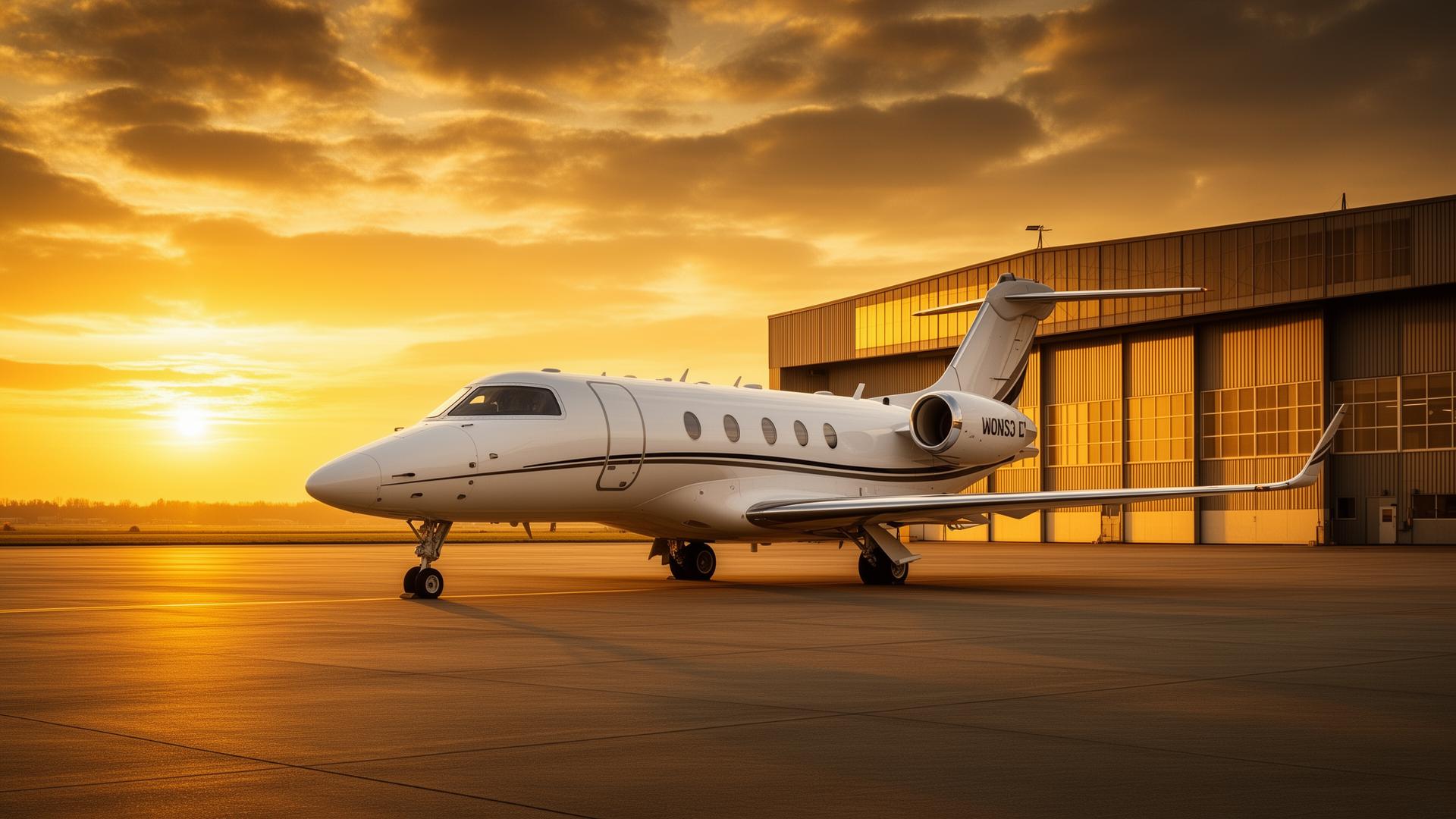 Private jet on tarmac