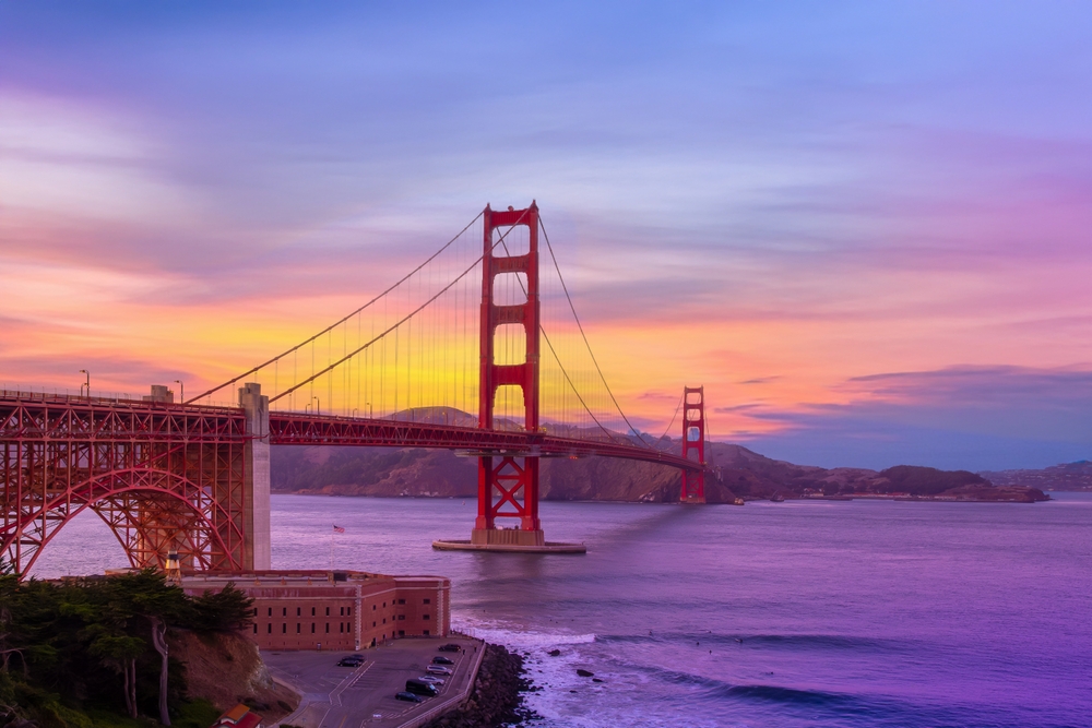 Aerial view of San Francisco Bay and the Golden Gate Bridge