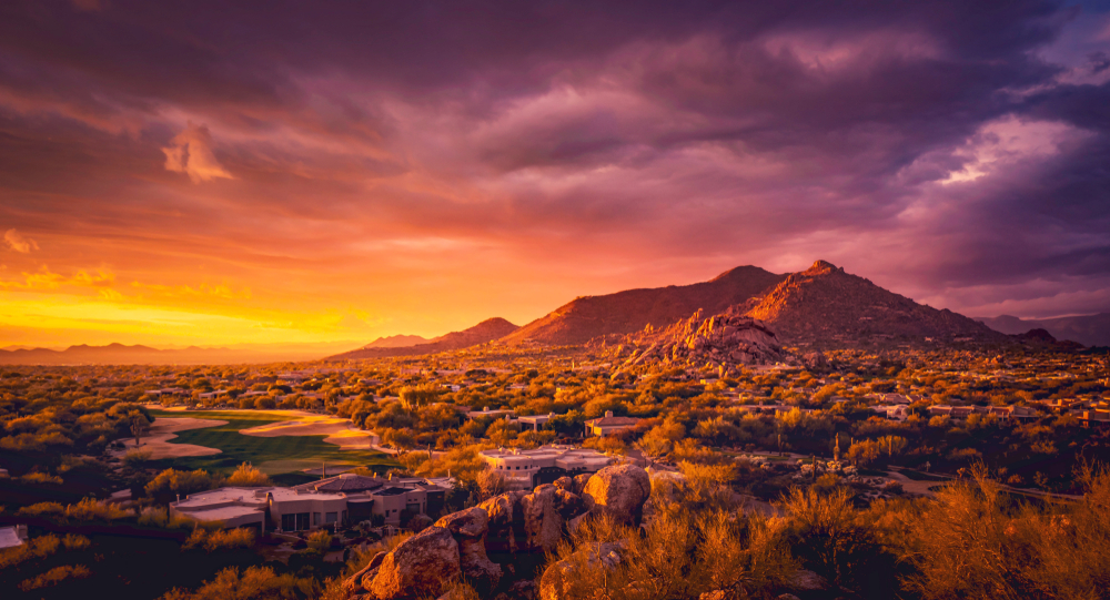 Aerial view of Scottsdale and the Sonoran Desert