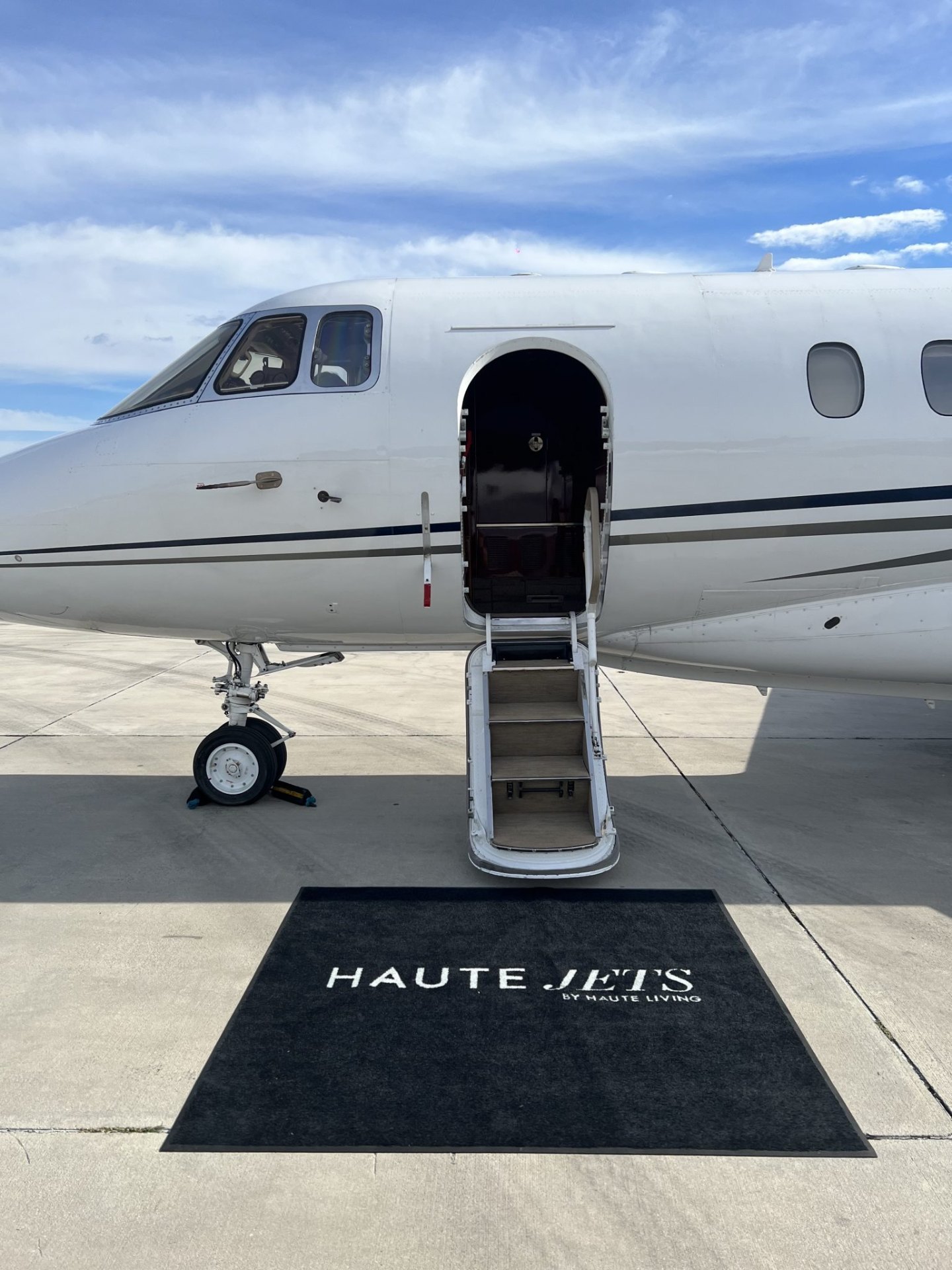 Luxury private jet interior cabin