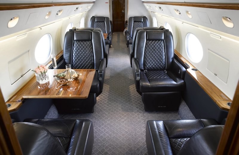Luxury private jet interior cabin