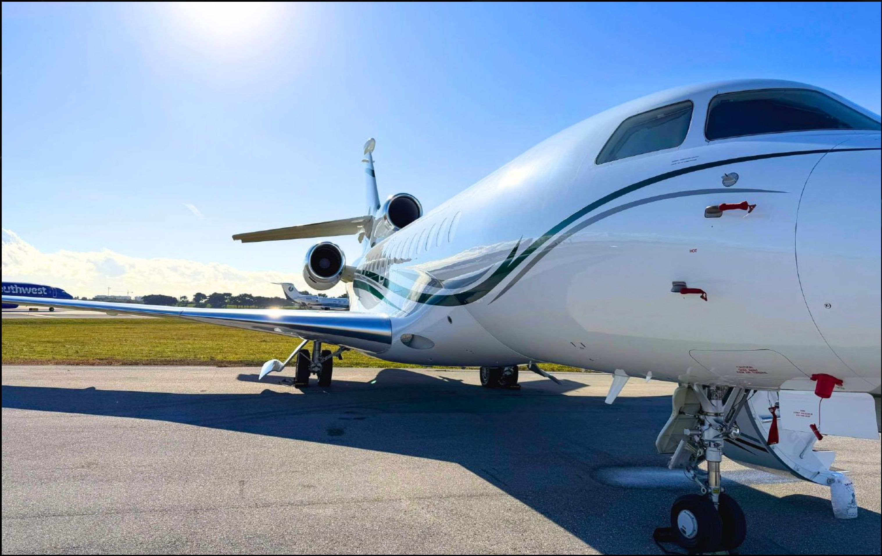 Falcon 7X front quarter view in morning light