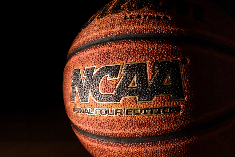 NCAA Final Four Edition basketball close-up on dark background