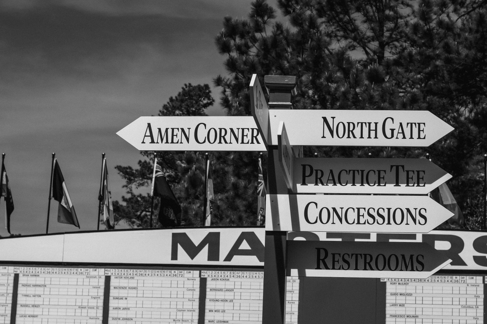 Masters Tournament directional signs at Augusta National